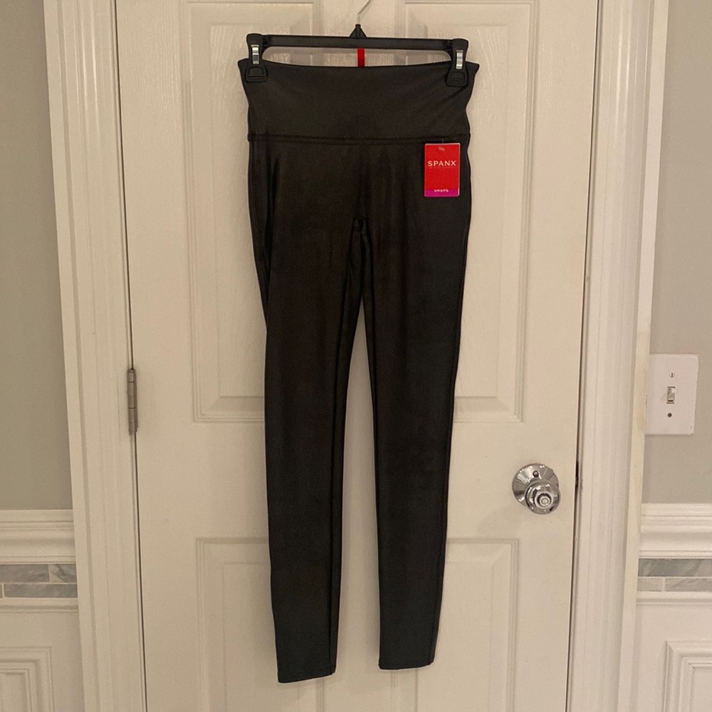 Black Spanx leather look leggings, S